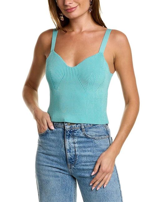 Vince Blue S Ribbed Sweetheart Bralette Sweater