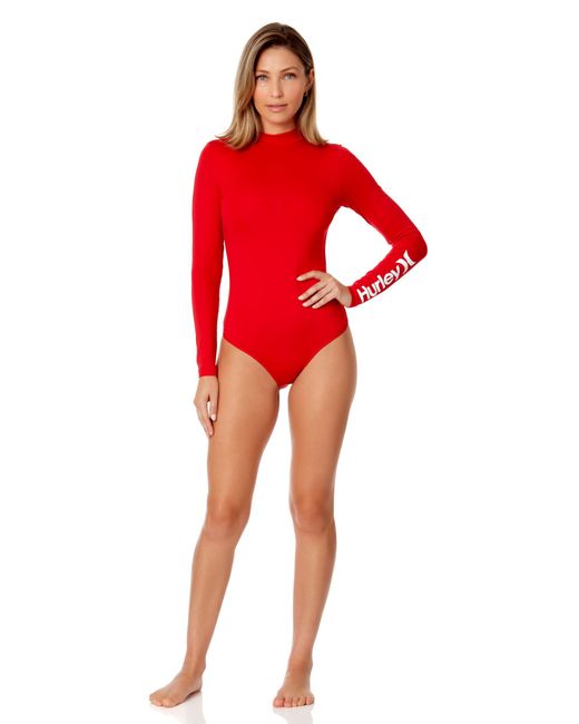Hurley Red Standard Oao Long Sleeve Retro Surf Suit