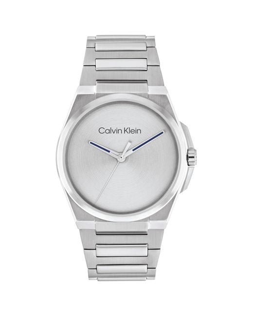 Calvin Klein Gray Minimal 3h Watch - Stainless Steel Case And Link Bracelet - Water Resistant To 3atm/30 Meters - Premium Fashion Timepiece For for men
