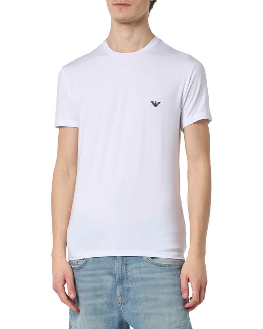 Emporio Armani White Fitted Loungewear T-shirt In Cosy Modal for men