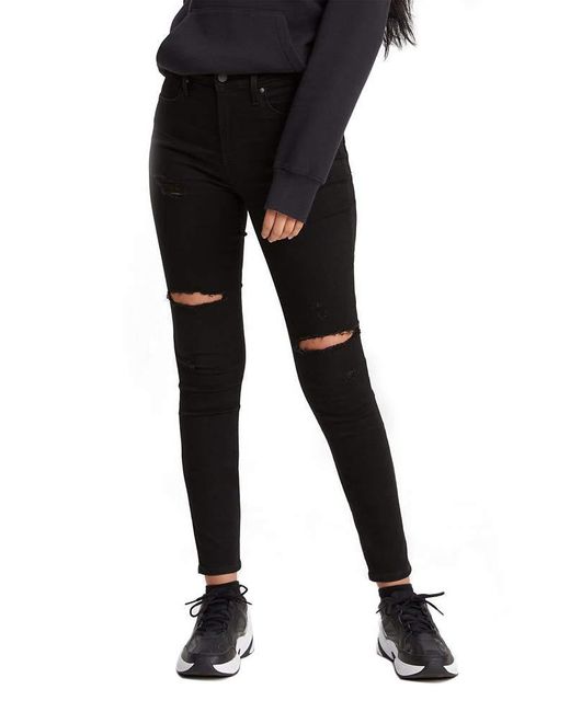 Levi's 721 High Rise Skinny Jeans in Black | Lyst