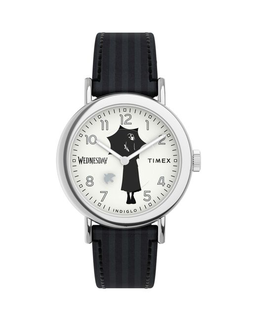 Timex Black Strap White Dial Silver-tone