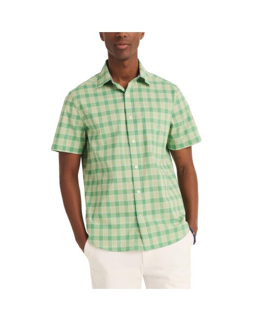 Nautica Green Sustainably Crafted Plaid Short-sleeve Shirt for men