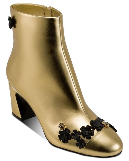 Karl Lagerfeld Brown Paris Dalyn Fleur Heeled Bootie With Floral Embellishments Fashion Boot