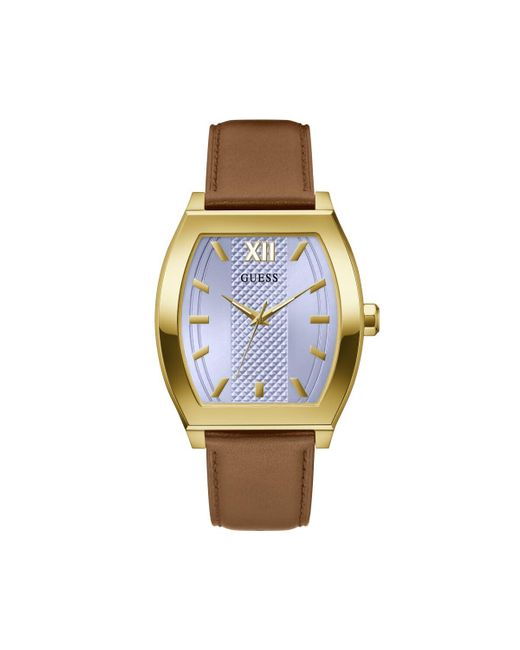 Guess Brown Strap Blue Dial Gold-tone for men