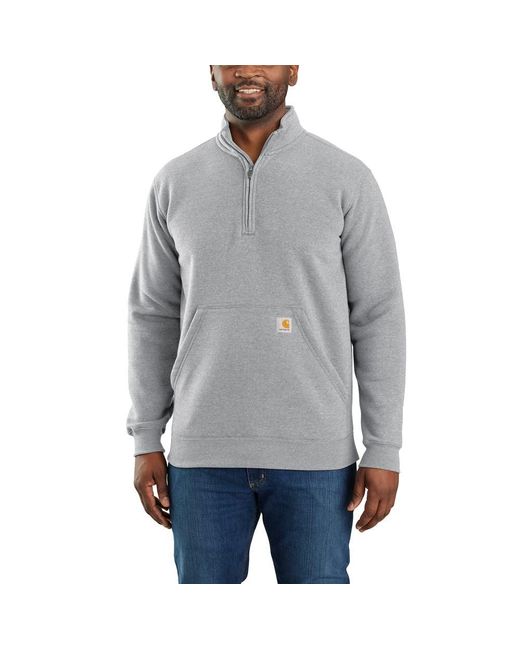 Carhartt Gray Loose Fit Midweight Quarter-zip Mock-neck Sweatshirt for men