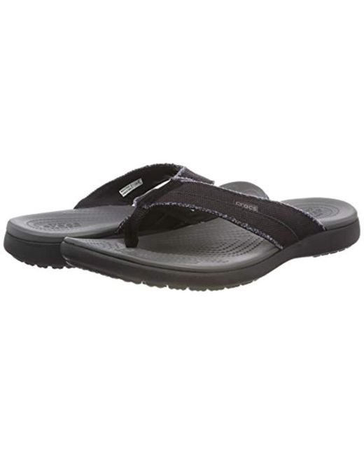 Crocsâ¢ Santa Cruz Canvas Flip Flop in Black/Slate Grey (Gray) for Men - Save 31% - Lyst
