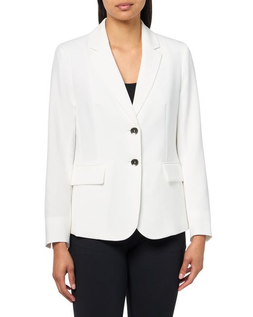 Kasper White Crepe Two Bttn Notch Collar Jacket