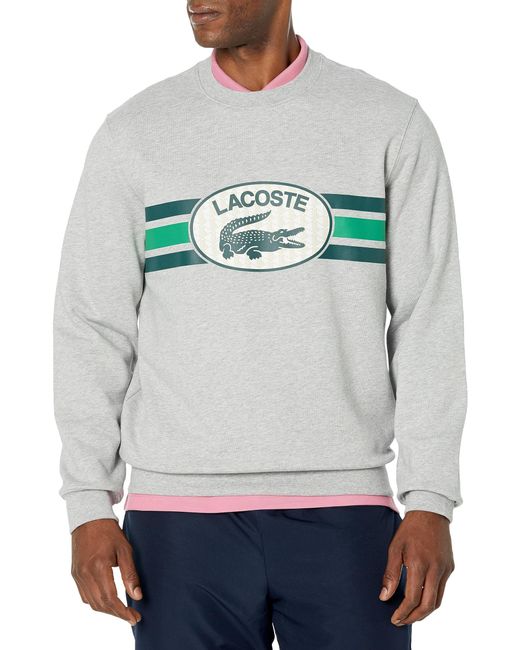 Lacoste Gray Classic Fit Chest Croc Crew Neck Sweatshirt for men