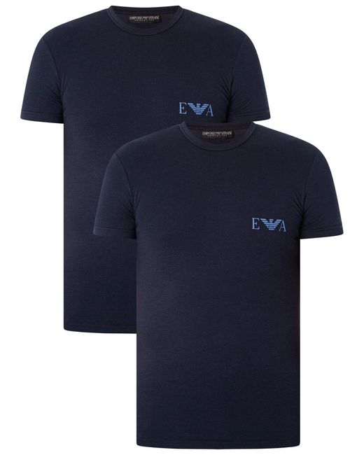 Emporio Armani Blue 2 Pack Lounge Crew T-shirt for men