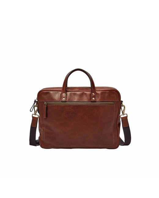Fossil Brown Haskell Leather Workbag Briefcase for men
