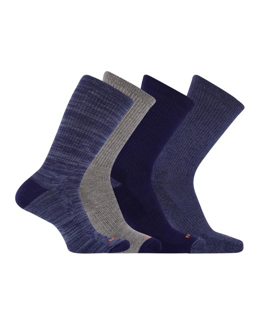 Merrell Blue And Midweight Cushion Crew Socks 4 Pair Pack