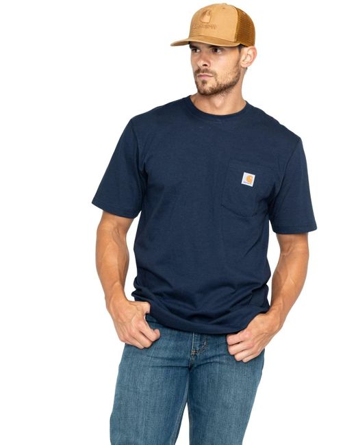 Carhartt Blue Mensloose Fit Heavyweight Short-sleeve Pocket T-shirtnavy3x-large Tall for men