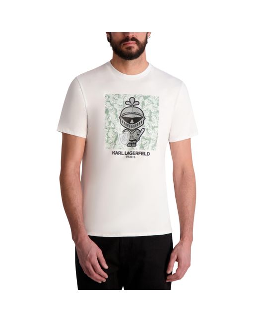 Karl Lagerfeld Gray Paris Short Sleeve Karl Knight Crewneck Graphic Design T-shirt for men