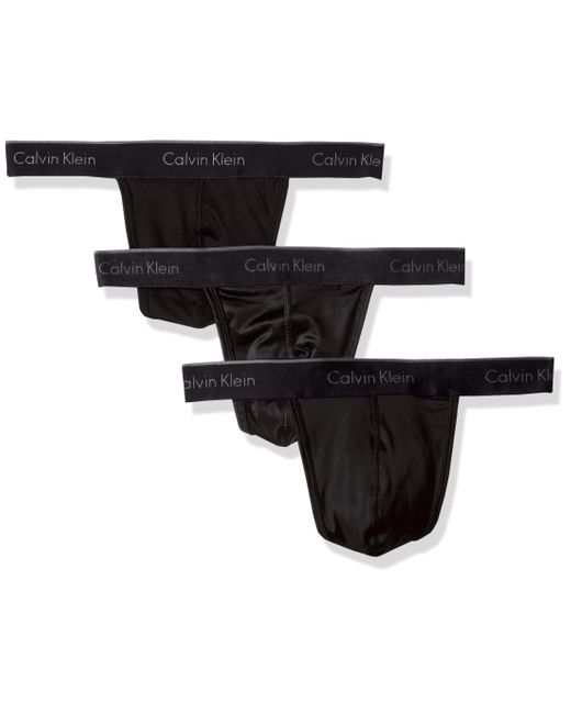Calvin Klein Microfiber Stretch Multipack Thongs in Black for Men