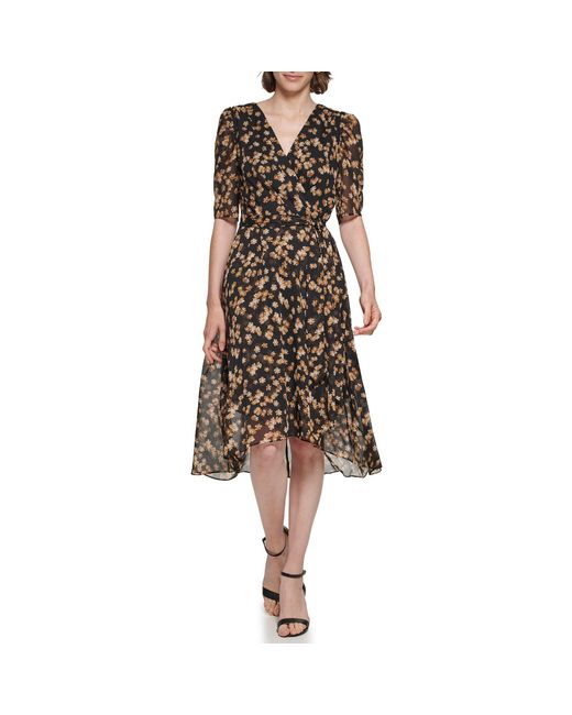 Tommy Hilfiger Midi Dress in Brown Lyst