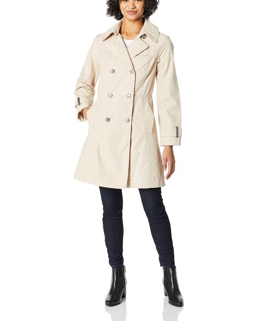 Vince Camuto Natural Double-breasted Trench Coat Rain Jacket