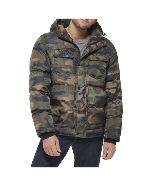 Levi's Gray Heavyweight Mid-length Hooded Military Puffer Jacket for men