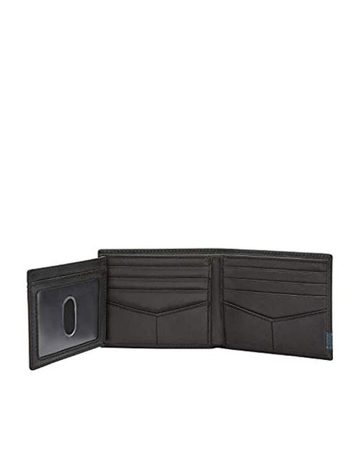 Fossil Men's Quinn Leather Bifold Flip Id Wallet IUCN Water