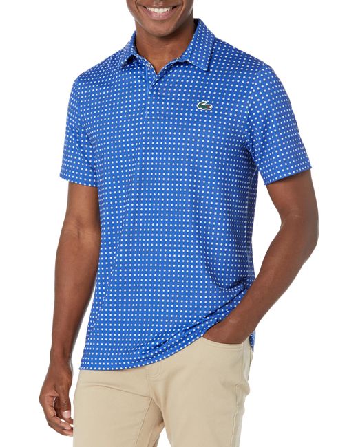 Lacoste Blue 's Golf Printed Recycled Polyester Polo Shirt for men