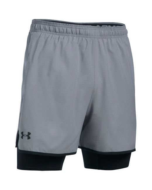 Under Armour Gray Qualifier 2-in-1 Shorts for men