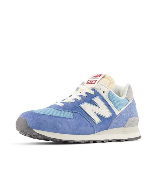 New Balance 574 In Blue/white Suede/mesh