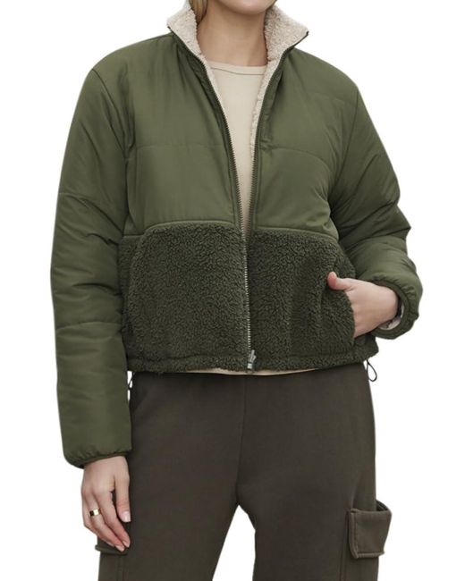 Velvet By Graham & Spencer Green Tasha Puffer Sherpa Jacke