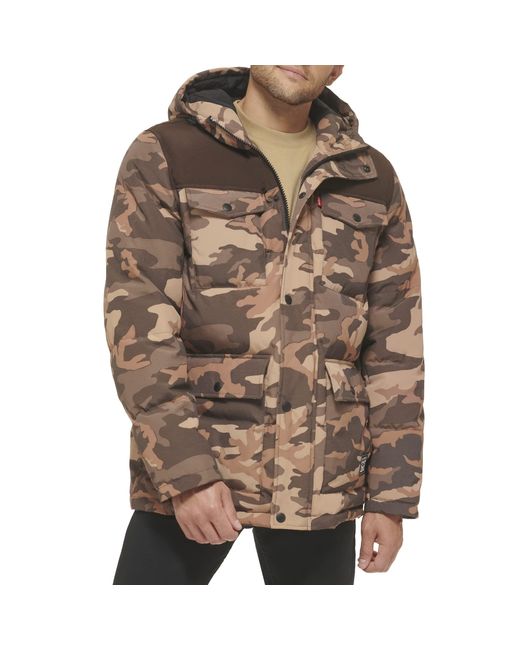 Levi's Brown Arctic Cloth Quilted Performance Parka for men
