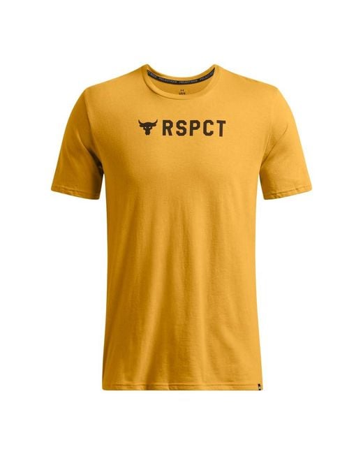 Under Armour Project Rock Respect Short Sleeve T Shirt in Yellow for Men Lyst