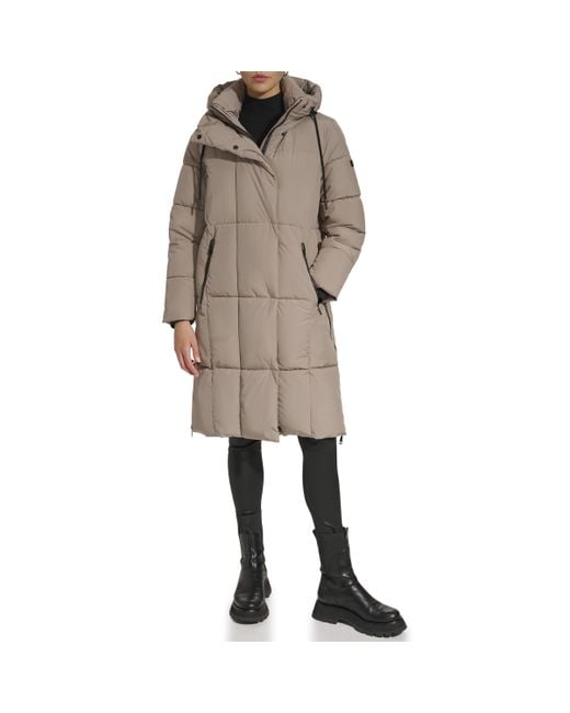 DKNY Natural Hooded Long Puffer