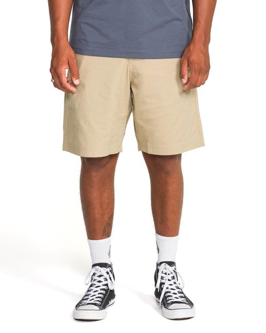 Volcom Natural Tustin Workwear 20" Outseam Durable Cotton Shorts With Utility Cargo Pockets for men