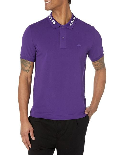 Lacoste Purple Branded Slim Fit Stretch Piqué Polo Shirt for men