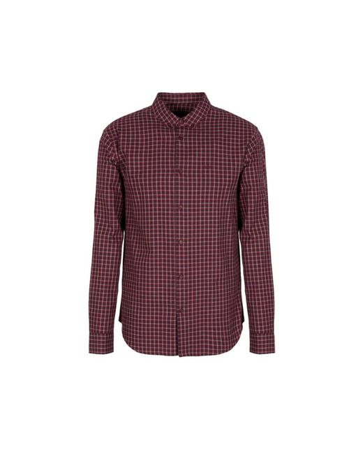 Emporio Armani Purple A | X Armani Exchange Regular Fit Yard Dyed Cotton Plaid Long Sleeve Button Down Shirt for men