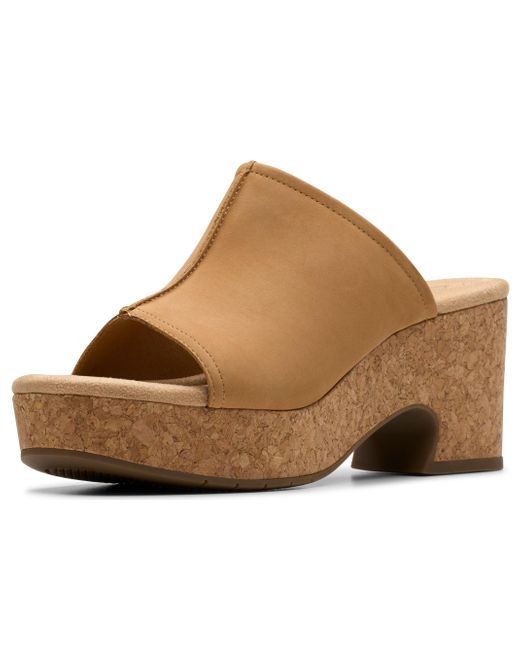 Clarks Black Nerisa Vine Cork Wedge Sandal