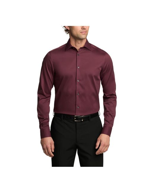 Calvin Klein Red Dress Shirt Slim Fit Modern Pincord Burgundy for men
