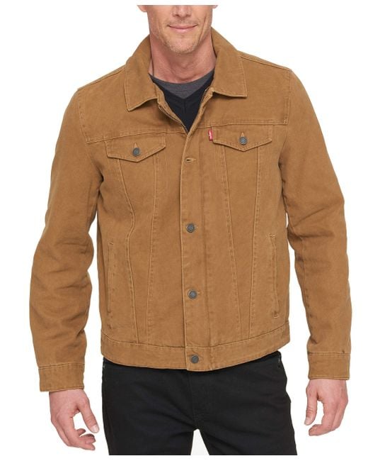 Levi's Cotton Canvas Laydown Trucker Jacket in Brown for Men | Lyst