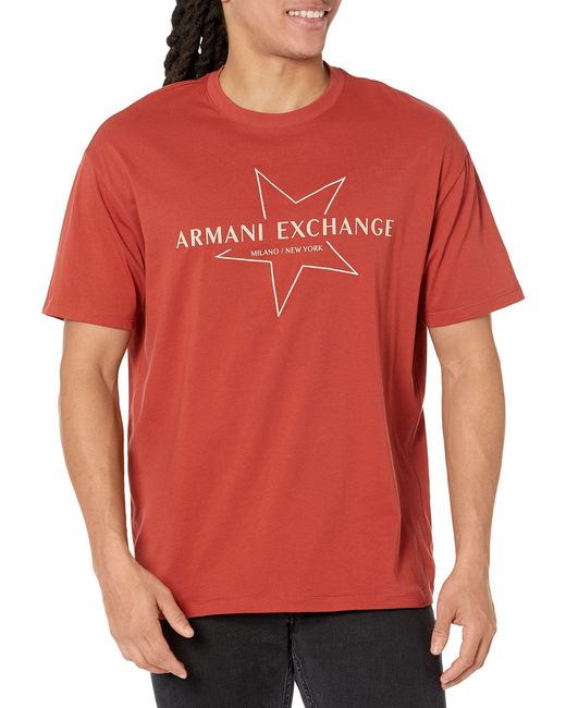 Emporio Armani Red A | X Armani Exchange Big Star Logo Tee for men