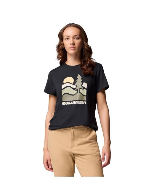 Columbia Black S Ruby Springs Graphic Fitted Short Sleeve