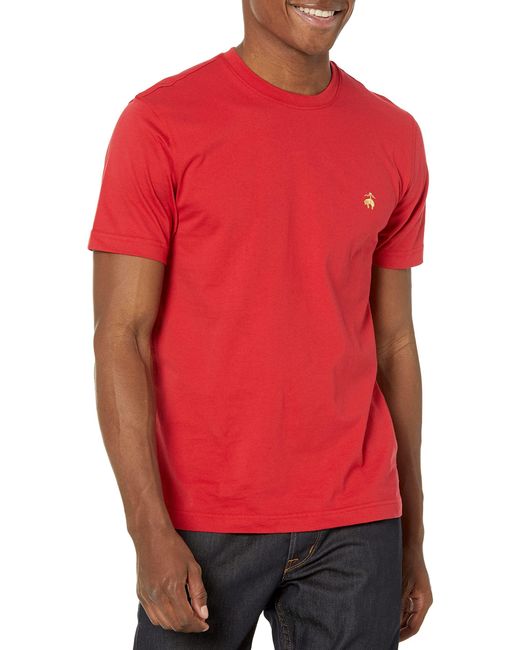 Brooks Brothers Red Short Sleeve Cotton Crew Neck Logo T-shirt for men