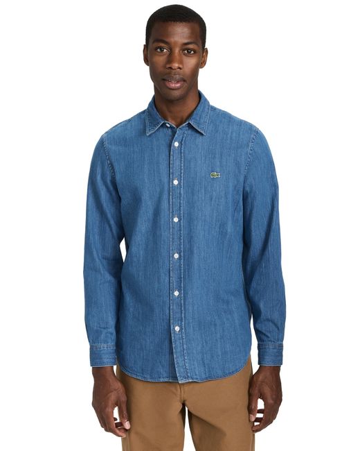 Lacoste Blue Regular Fit Organic Cotton Denim Shirt for men