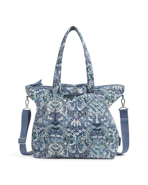 Vera Bradley Cotton Slouchy Tote Bag in Blue | Lyst