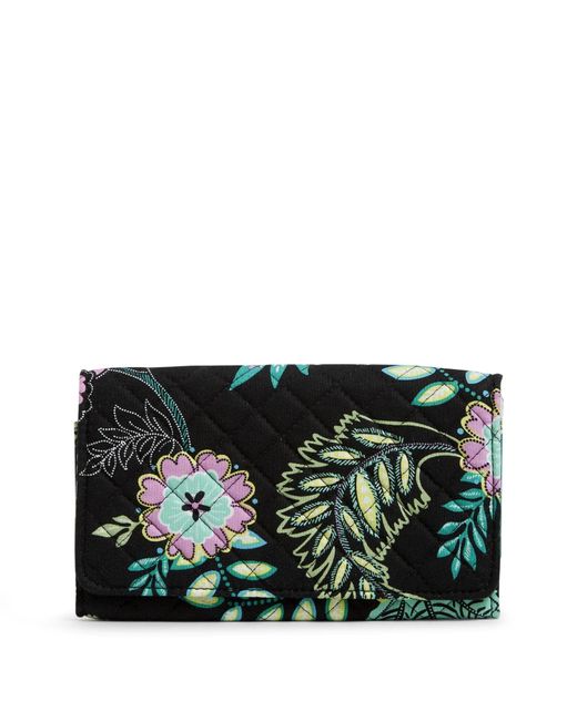 Vera Bradley Cotton Trifold Clutch Wallet With Rfid Protection in Black Lyst