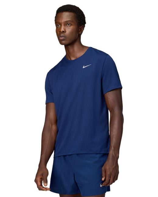 Nike Blue Miler Dri-fit Uv Short-sleeve Running Top for men