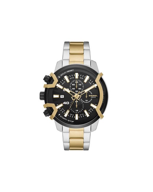 DIESEL Black Griffed Stainless Steel Chronograph Watch for men
