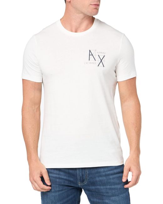 Emporio Armani White A | X Armani Exchange Slim Fit Cotton Ax Lines Chest Logo Tee for men