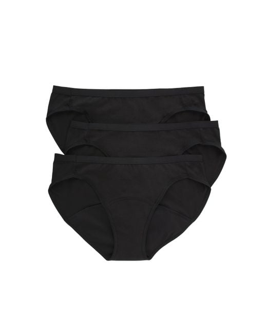 Hanes Cotton Fresh & Dry Light Period 3-pack Brief Underwear in Black | Lyst