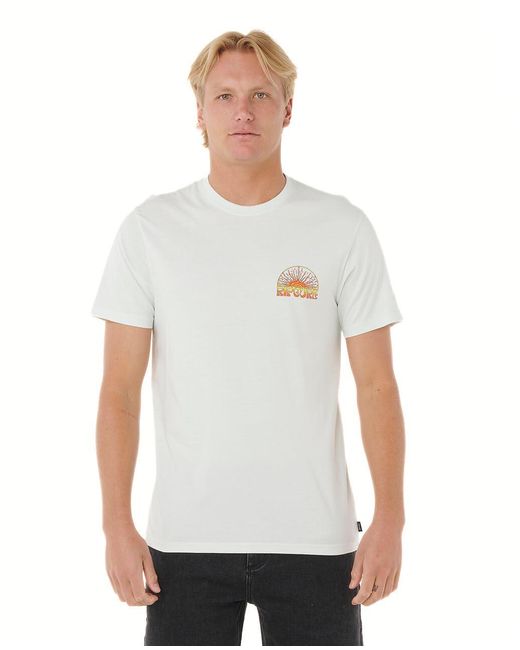 Rip Curl White Graphic Short Sleeve Crew Neck T-shirt for men