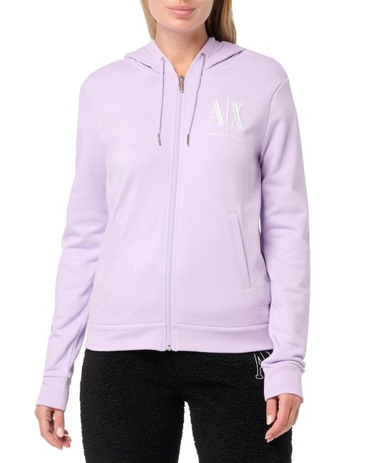 Emporio Armani Purple A | X Armani Exchange A|x Icon Zip Up Hooded Sweatshirt