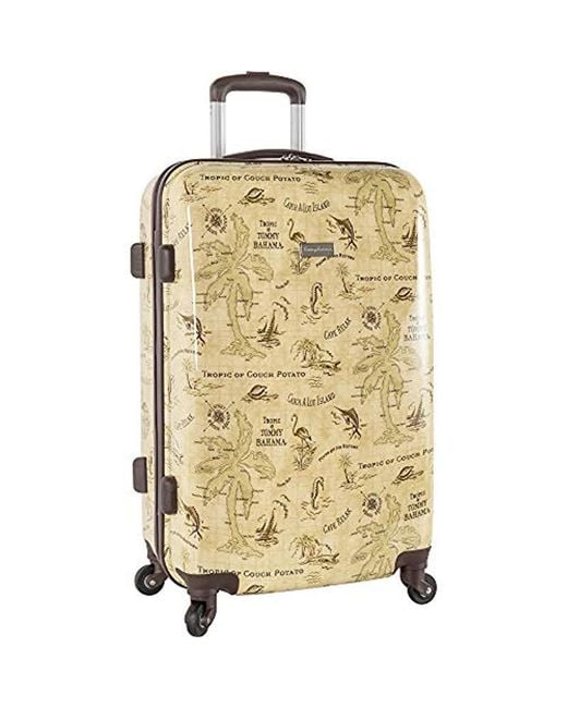 Tommy Bahama Brown Hardside Spinner Suitcase Luggage Tan Suitcase, Tan Map Print