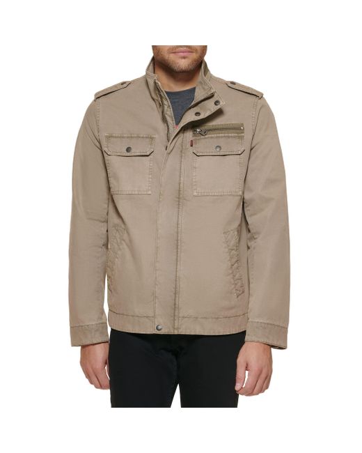 Levi's Washed Cotton Military Jacket in Natural for Men | Lyst